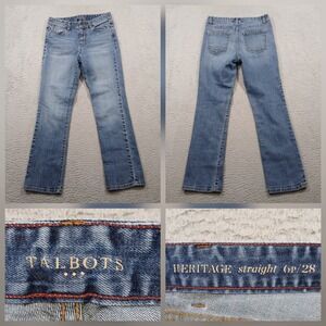 Talbots Heritage Straight Leg Jeans Blue Denim Wash Women's Size 6P/28 EUC